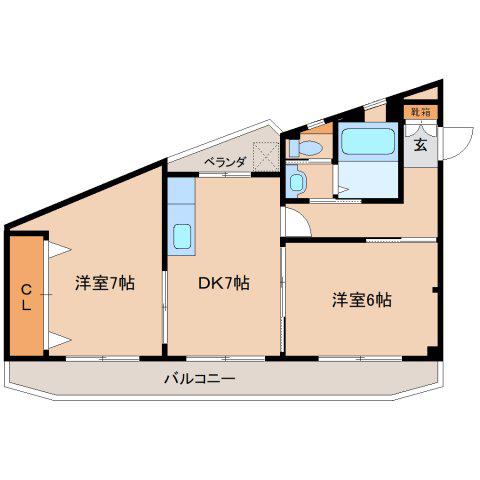 サンハイツ上村(2DK/3階)の間取り写真