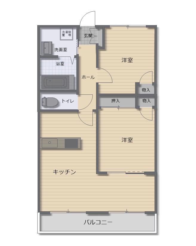 田渕コーポIII(2LDK/4階)の間取り写真