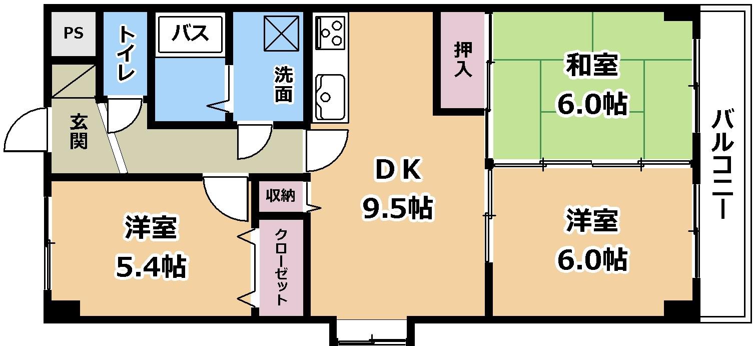 ブライトンステージII(3DK/2階)の間取り写真