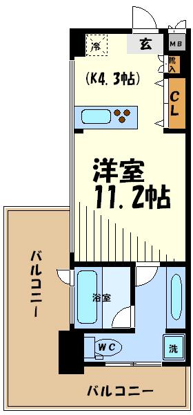 京王線 調布駅 徒歩6分 10階建 築20年(1K/4階)の間取り写真