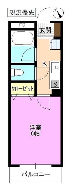 ニューウェル白板(1K/3階)の間取り写真