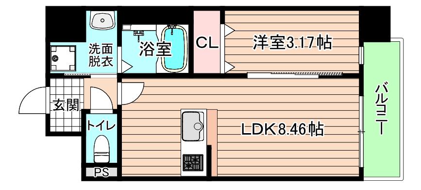 GRAN PASEO都島(1LDK/1階)の間取り写真