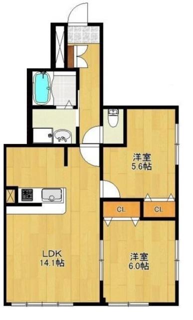 セレーノ(2LDK/1階)の間取り写真