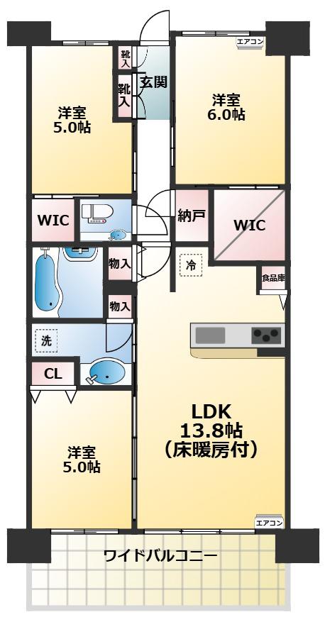 シティテラス府中(3SLDK/6階)の間取り写真