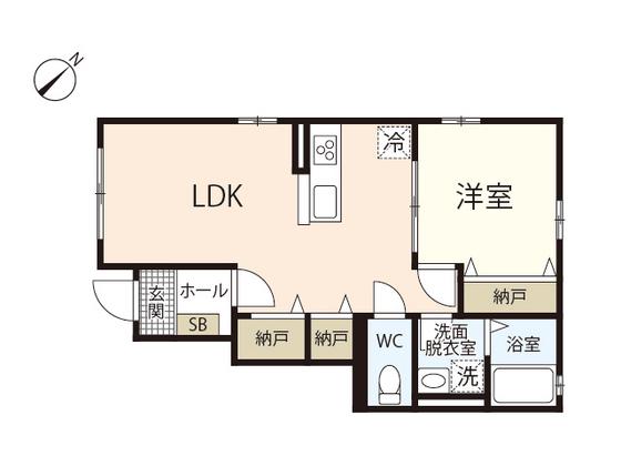 メゾン牛田本町(1LDK/1階)の間取り写真