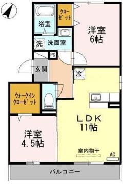 レジデンスK(2LDK/2階)の間取り写真