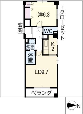 オークハウス千種(1LDK/3階)の間取り写真