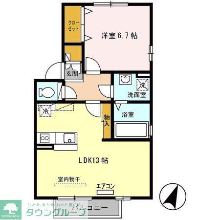 パドック B(1LDK/2階)の間取り写真