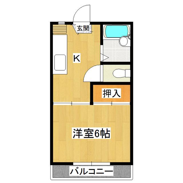 西洋ハイツA棟(1K/2階)の間取り写真
