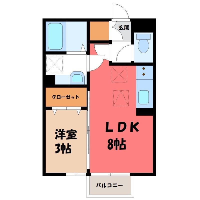 ヴィラフォレスタB(1LDK/1階)の間取り写真