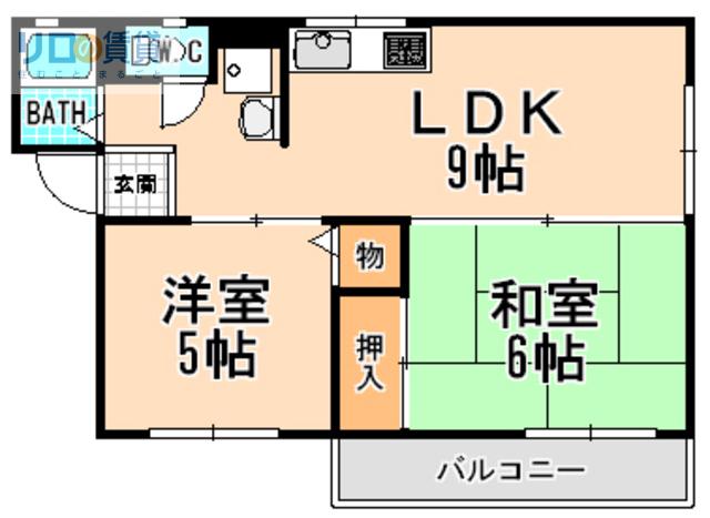 ダイアパイン(2LDK/2階)の間取り写真