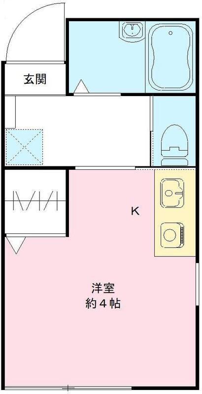 ハウス青木(ワンルーム/1階)の間取り写真