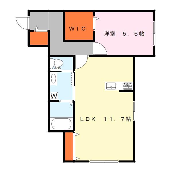 メゾンアイリス(1LDK/2階)の間取り写真