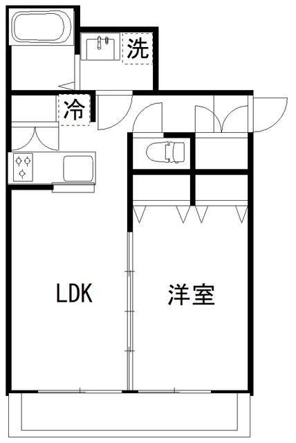 カルディア中央(1LDK/3階)の間取り写真