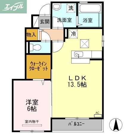 ルラシオン A棟(1LDK/1階)の間取り写真