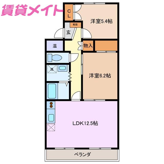 カーサブルーノ(2LDK/4階)の間取り写真