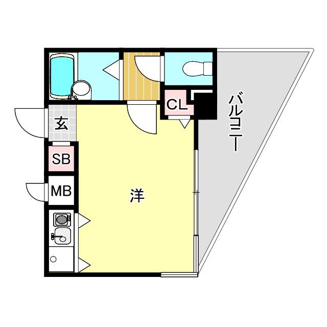 エスリード上甲子園(1K/2階)の間取り写真