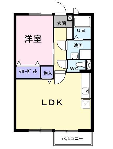 エバーリッチヒルズ(1LDK/1階)の間取り写真