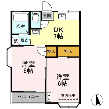 ドリームタウン(2DK/1階)の間取り写真