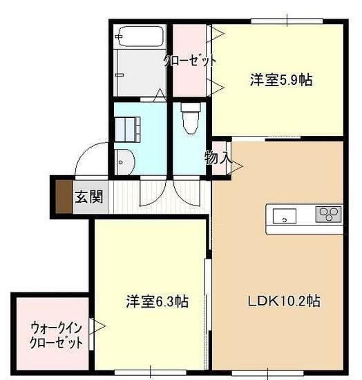 エスポワール城南(2LDK/1階)の間取り写真