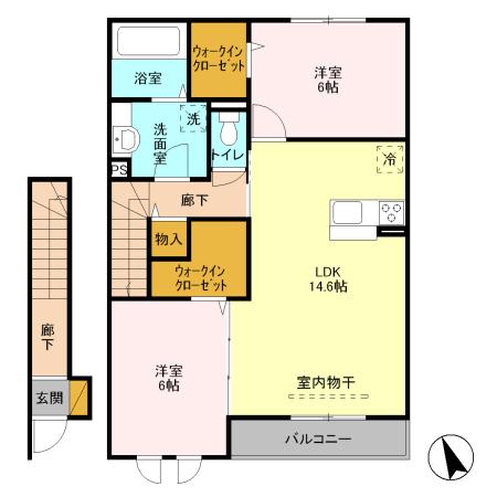 ラ・ルーチェB(2LDK/2階)の間取り写真