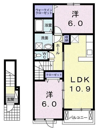 ラフィーネ(2LDK/2階)の間取り写真