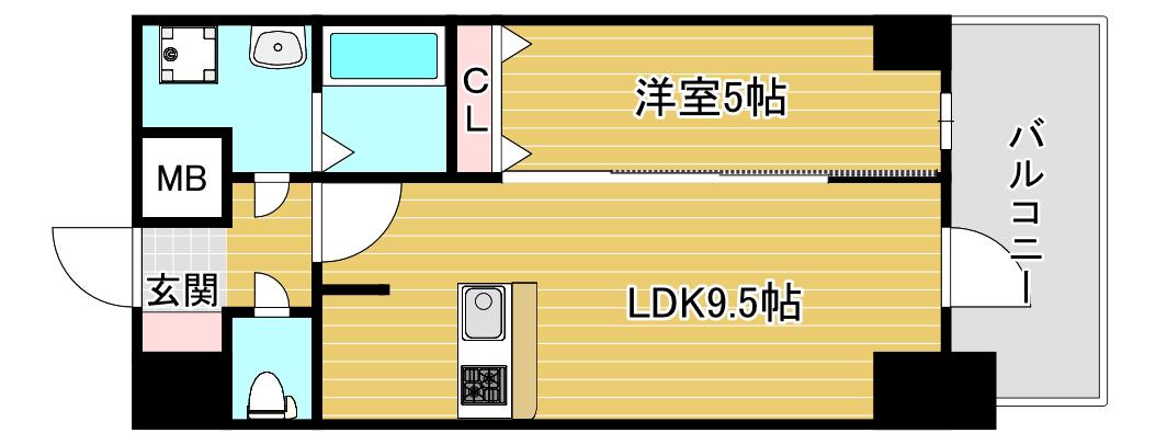 プレサンス難波ヴィータ(1LDK/13階)の間取り写真