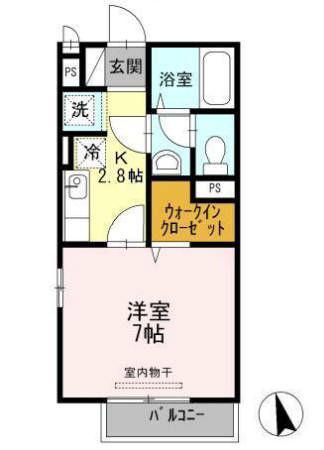 フォルトゥーナ(1K/2階)の間取り写真