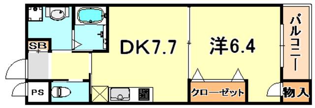 夢野アパートメント(1DK/4階)の間取り写真