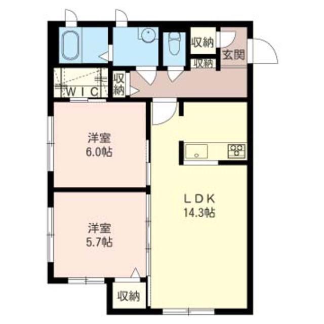 ヒルコート東戸塚(2LDK/1階)の間取り写真