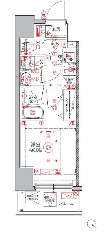 クレイシアアイズ横浜桜木町(1K/7階)の間取り写真
