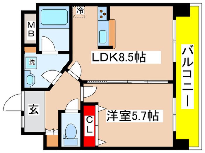 デル・スール テラス(1LDK/2階)の間取り写真