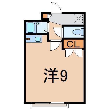 アーバンハイムK2(ワンルーム/2階)の間取り写真