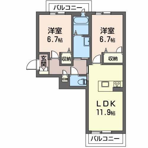 マストタウン上所(2LDK/3階)の間取り写真