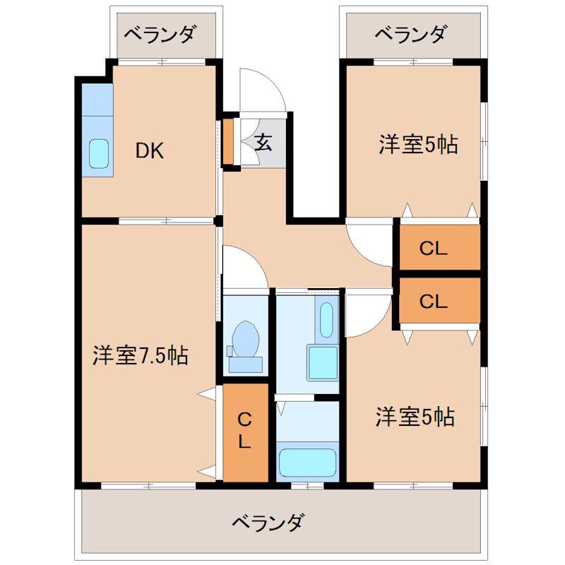 ベレーザ品川(3DK/5階)の間取り写真