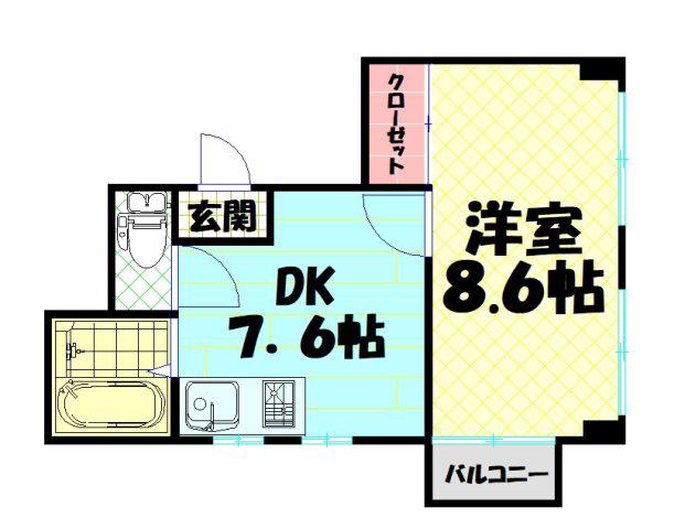 パルミエール岸里(1K/2階)の間取り写真