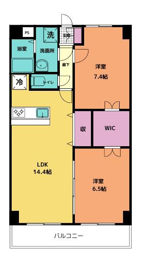 ミルフォード(2LDK/5階)の間取り写真
