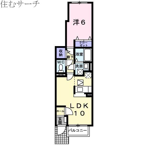 オーブII(1LDK/1階)の間取り写真