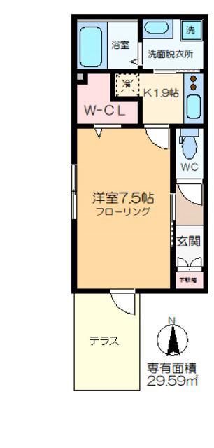 NEWSAFOLE綾瀬(1K/1階)の間取り写真