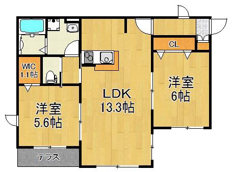 VIOLA(2LDK/3階)の間取り写真