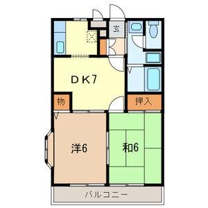 アルカディアコート(2DK/2階)の間取り写真