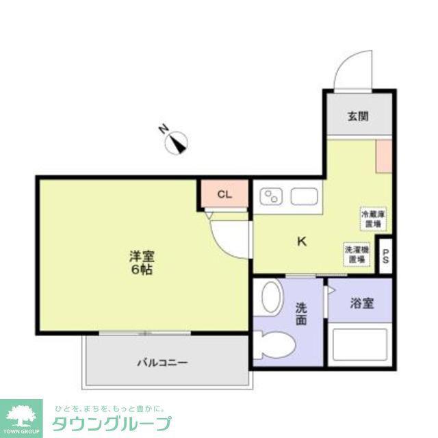 ウエストガーデン南花畑(1K/2階)の間取り写真