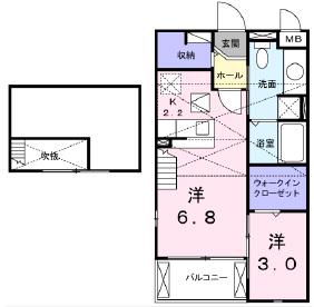 カーサ・スウィート(1LDK/2階)の間取り写真