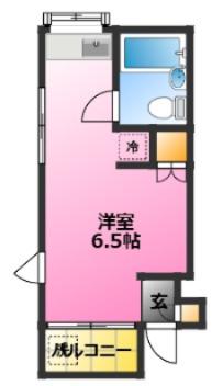トパーズ・6(ワンルーム/2階)の間取り写真