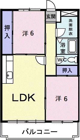 ハイブリッヂA(2LDK/3階)の間取り写真