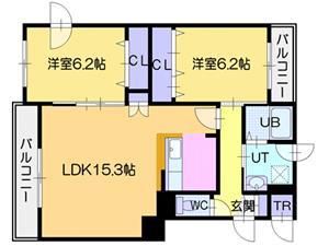 アコール栄町I(2LDK/2階)の間取り写真