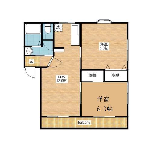 レインテッドハウスC(2LDK/1階)の間取り写真