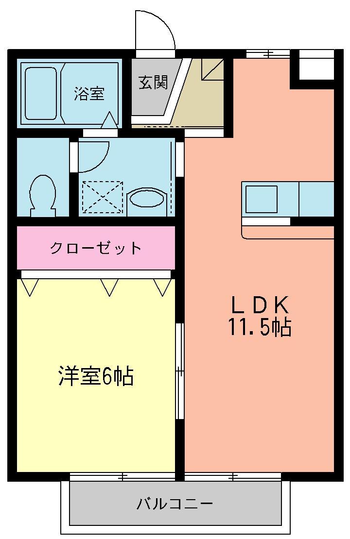 グリーンリーフ(1LDK/1階)の間取り写真