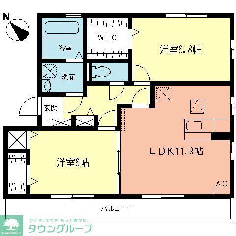 エクセルヒルズ(2LDK/1階)の間取り写真