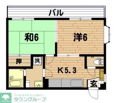 CHERRYPLAZA美樹(2DK/3階)の間取り写真